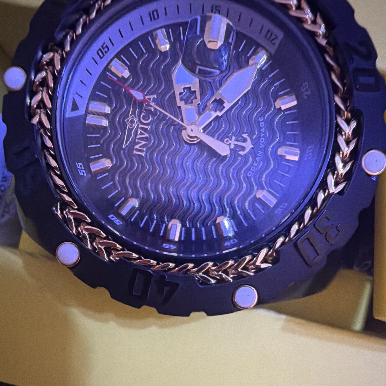 Invicta Ocean Voyage Men’s Quartz Black/Gold Date 100m 52mm+ w/Box Manual
