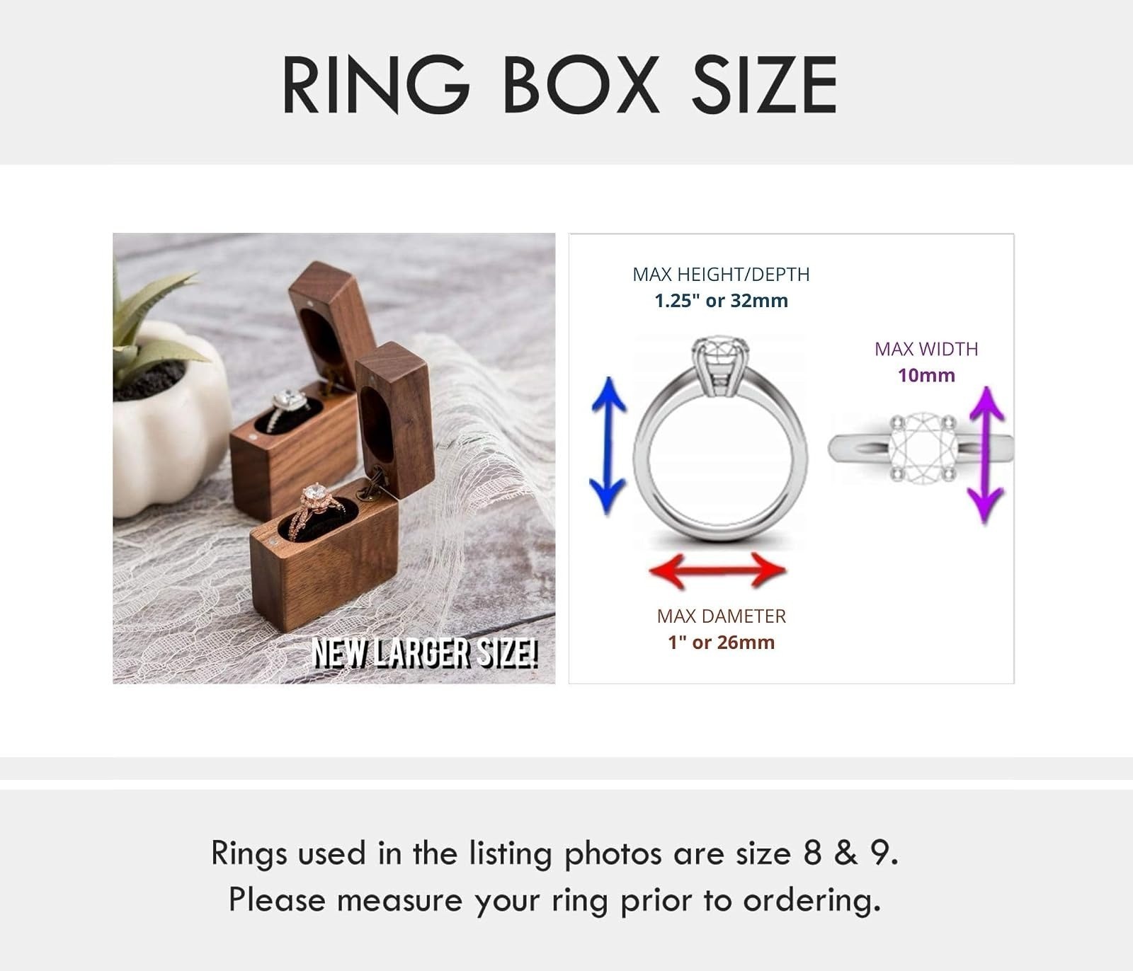 How About Forever Slim Walnut Wood Engagement Ring Box – Magnetic Pocket Wooden
