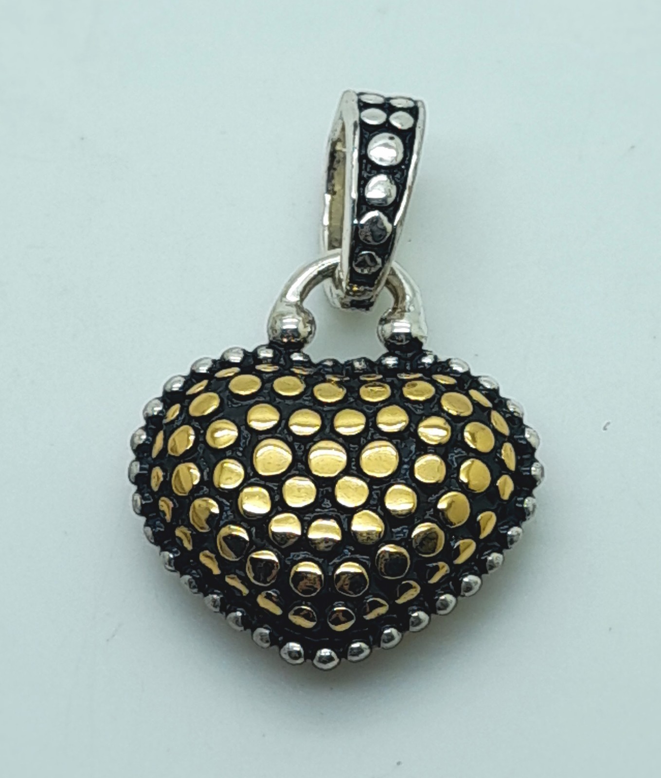 Vintage heart shape black & Silver & gold Dots Texture fashion jewelry Pendant 7
