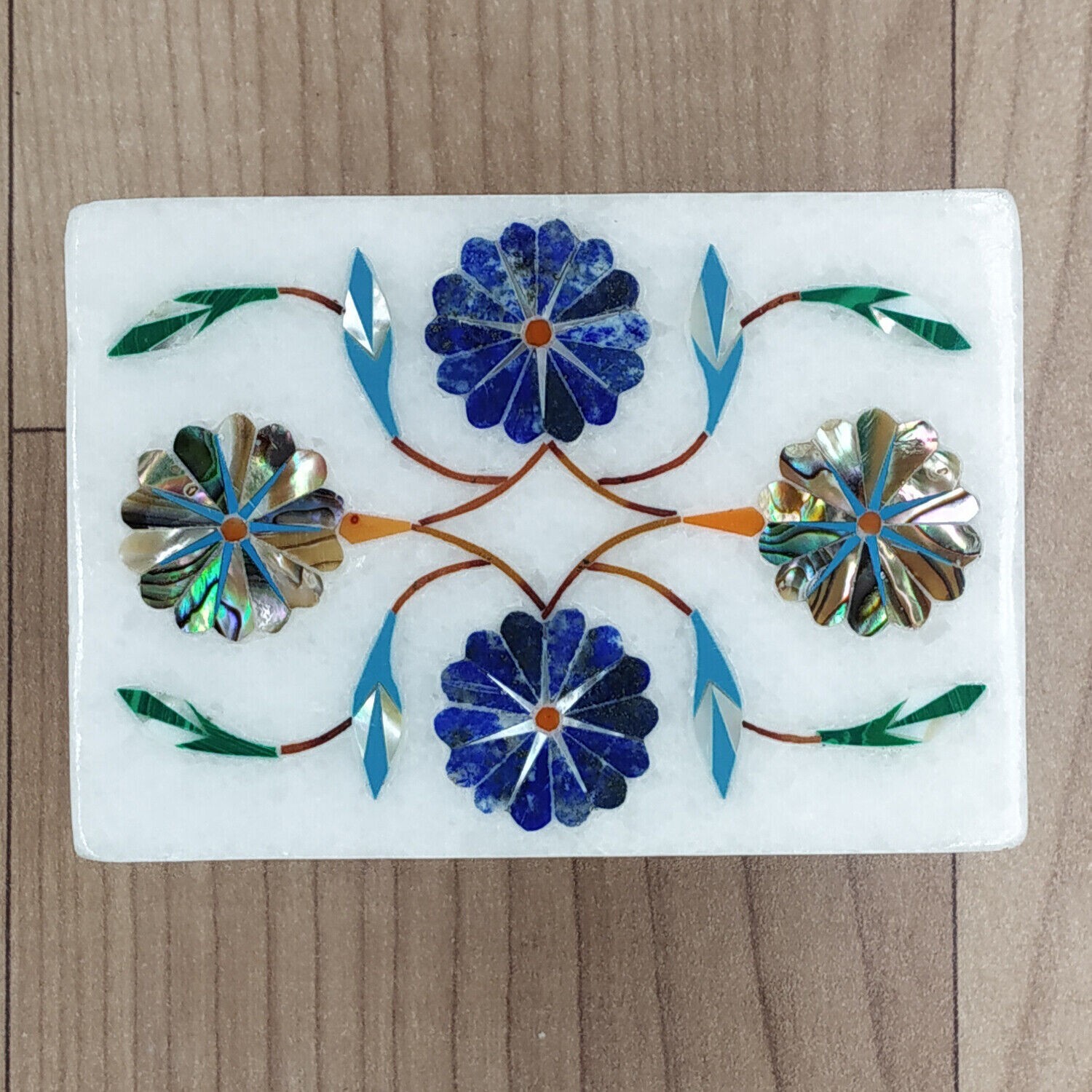 Marble jewelry box stone trinket box gift gemstone inlay pietra dura keepsake