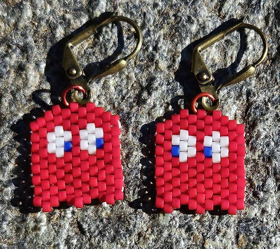 Pac-Man Red Ghost Earrings