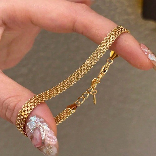 Stainless steel 18K European and American trendy chain woven bracelet