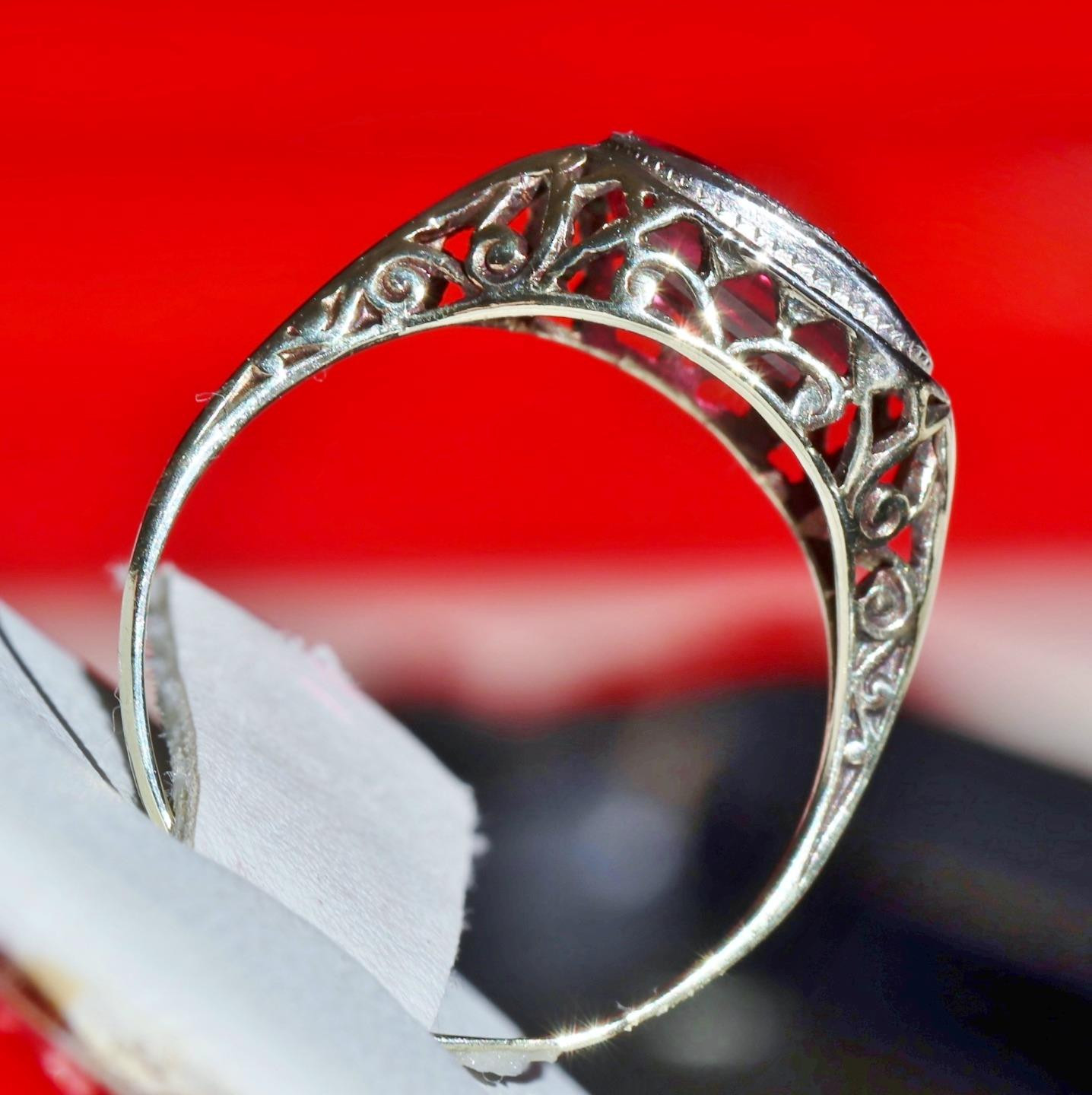 14k white gold ring 2.70ct lab created ruby solitaire size 7 antique 2.00g N3629