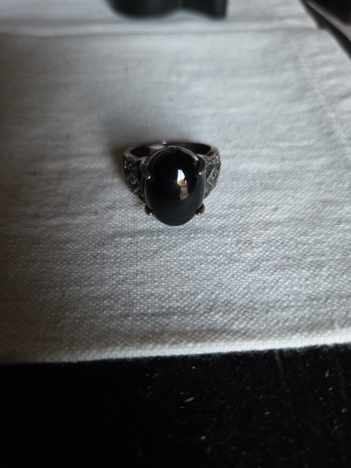 Sterling Silver Ring Fine Jewelry Sz 7 Black Onix Oval Stone
