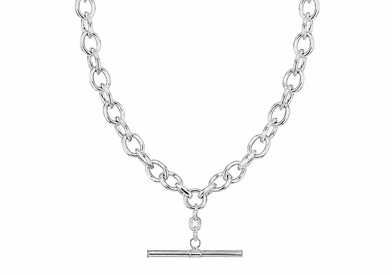 Sterling Silver Belcher Albert Chain Necklace T-Bar Toggle Clasp 18″ Hallmarked