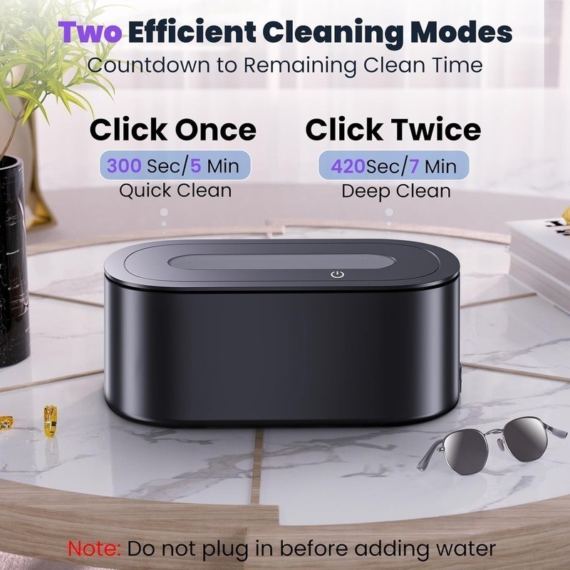 Ultrasonic Jewelry Cleaner 300s Deep Cleaning 48000Hz Dual Mode Portable Machine
