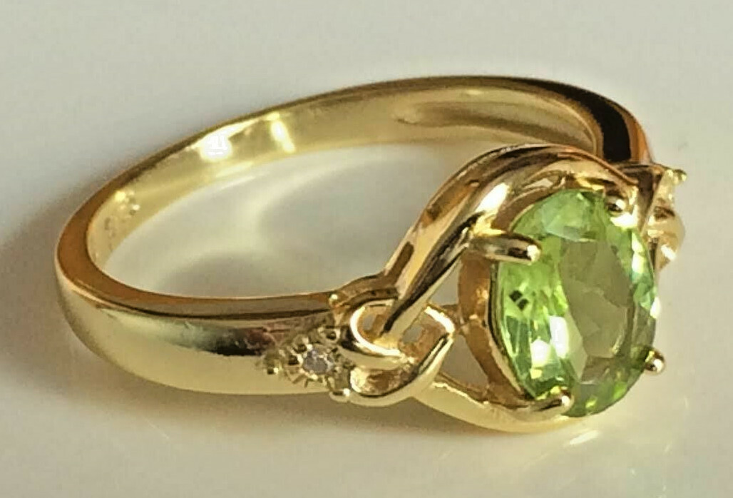 Peridot Ring Natural 8x6mm Solid Sterling Silver Sizes 6.5 to 10 US