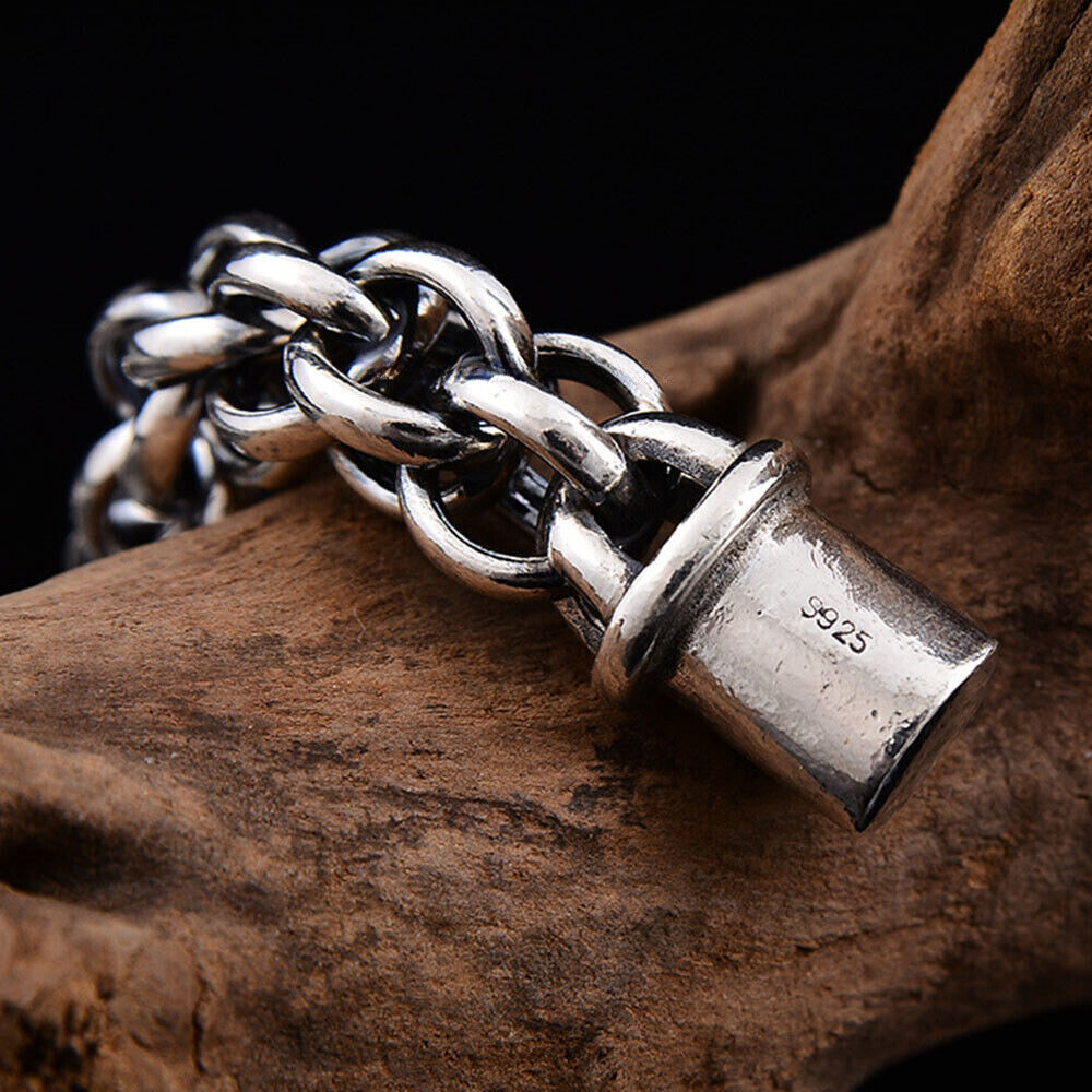 Pure S925 Sterling Silver Chain 14mm Multi Toggle Link Bracelet 57-58g 8.67inch