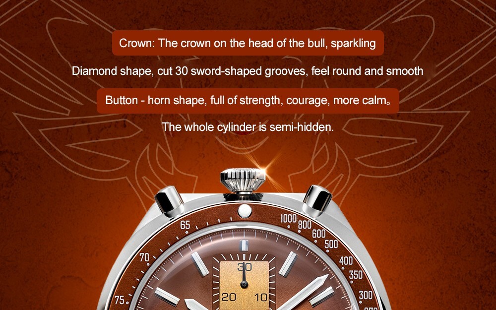 SEAKOSS Red Star Bullhead Dual-Time Zone Chronograph with Luminous Display watch