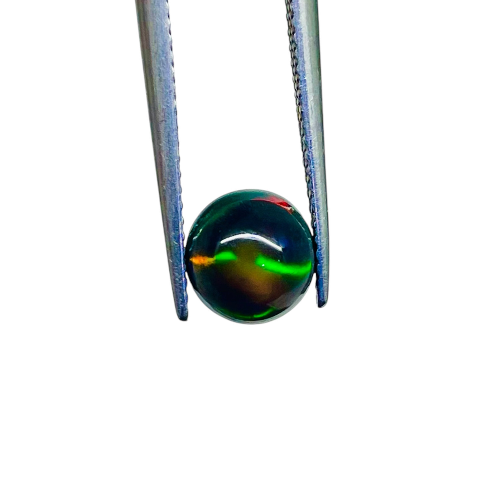 1.00 Ct Natural Ethiopian Black Opal 7.7 Round Flashy Loose Cabochon Gemstone