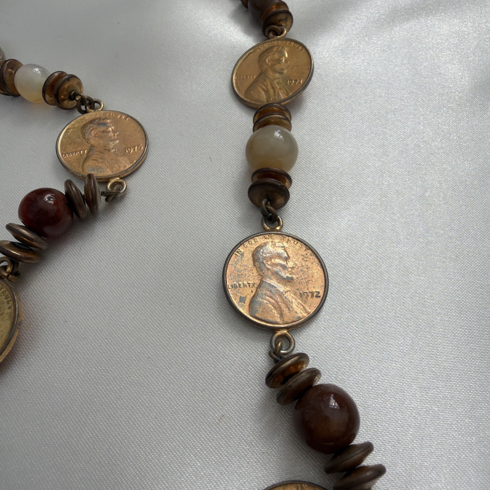 Vintage Miriam Haskell Lincoln Penny Necklace Signed Patent 3427691 Designer