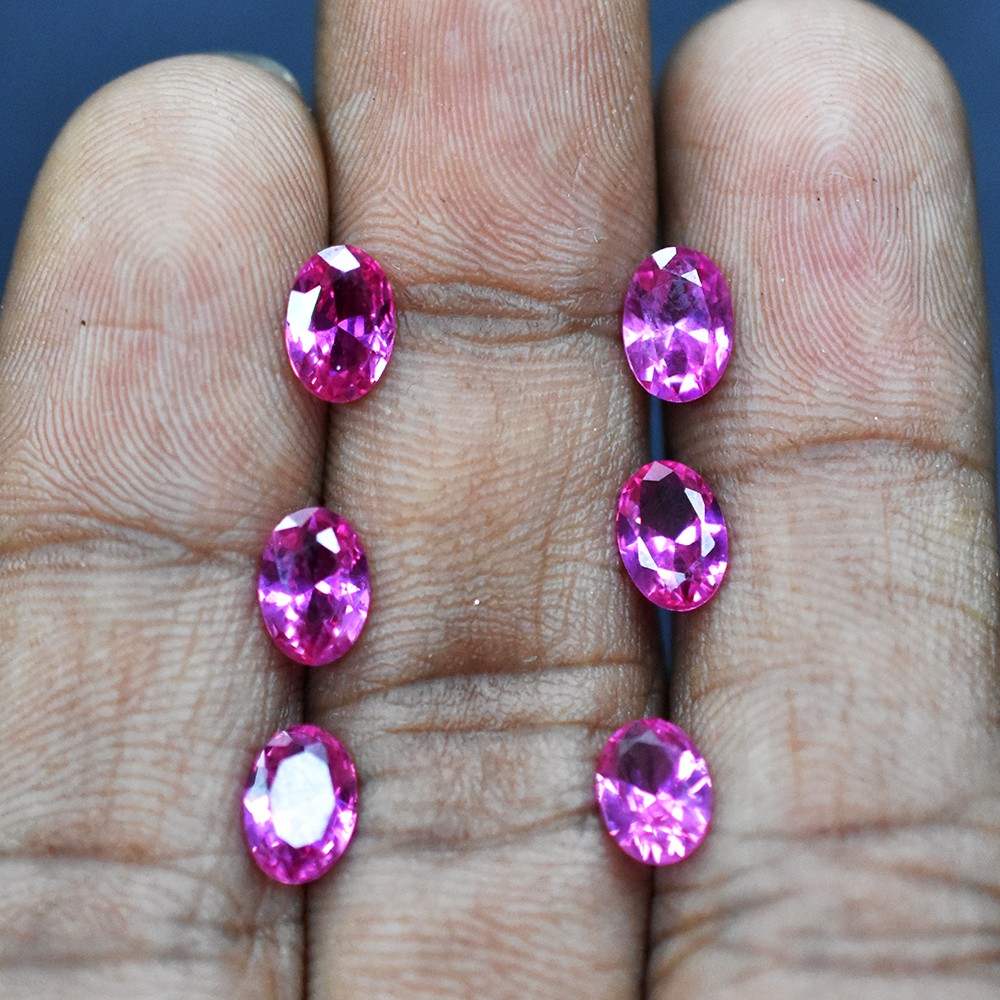 Top Quality 7×5 mm 9 Pcs Certified Natural Pink Sapphire Oval Cut Lot Gemstone