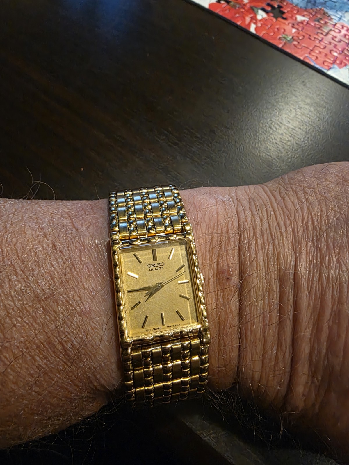 Vintage Seiko Gold Tone 7N01 5C39 R1 JAPAN MOVEMENT Tank 7.5 Inch Working