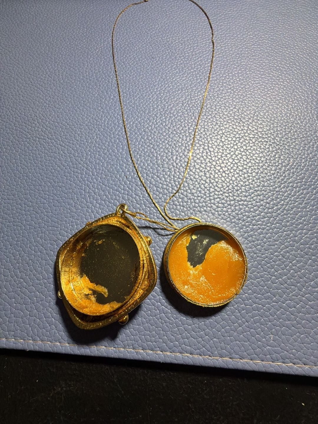 Revlon Intimate Solid Perfume Locket Necklace with Red Cabochon