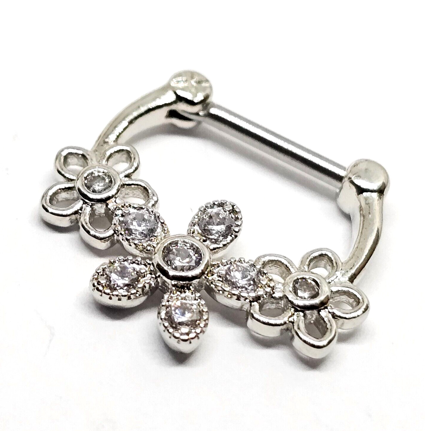 Daisy Flower Septum Floral CZ Piercing Clicker 16g (1.2mm) 316L Surgical Steel