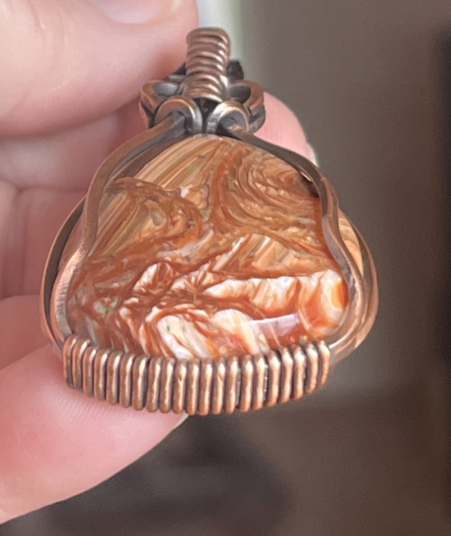Redwood Opal (Opalized Silica) ~ Handmade copper wire wrapped pendant 8b