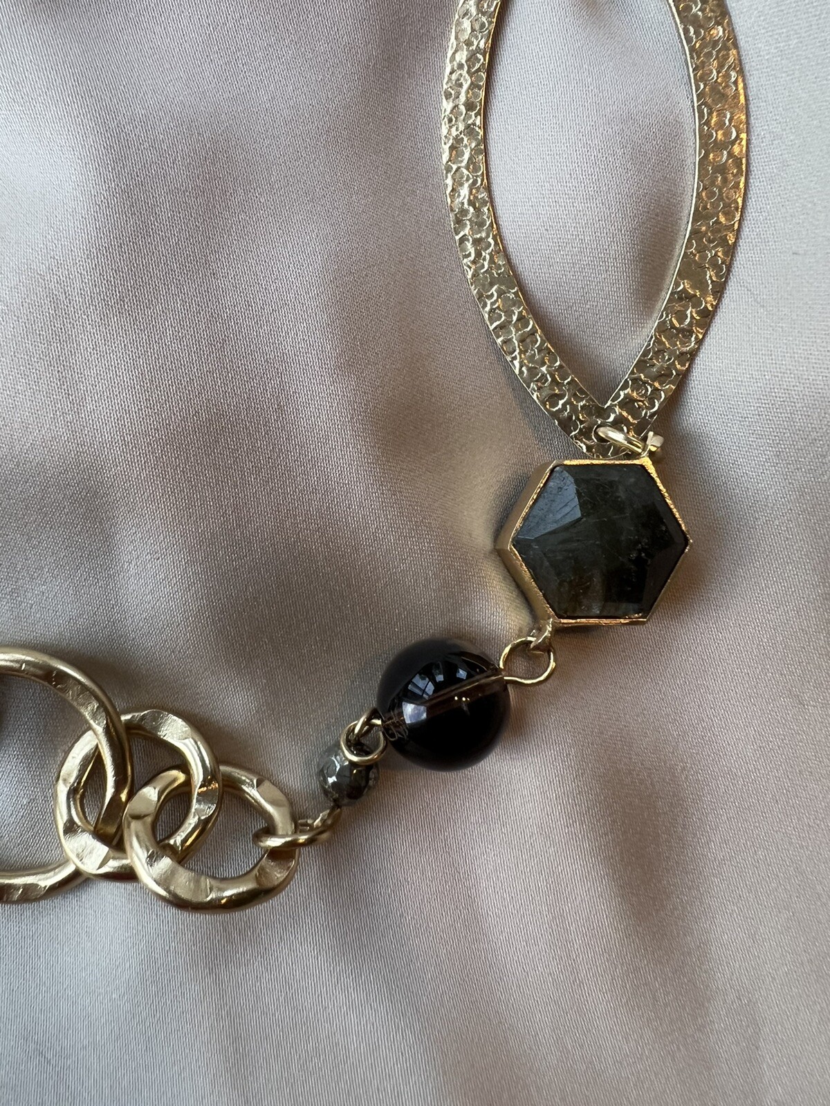 Stephanie Kantis 24k Gold Plated Peace Necklace $485 Labradorite Hexagon 18”