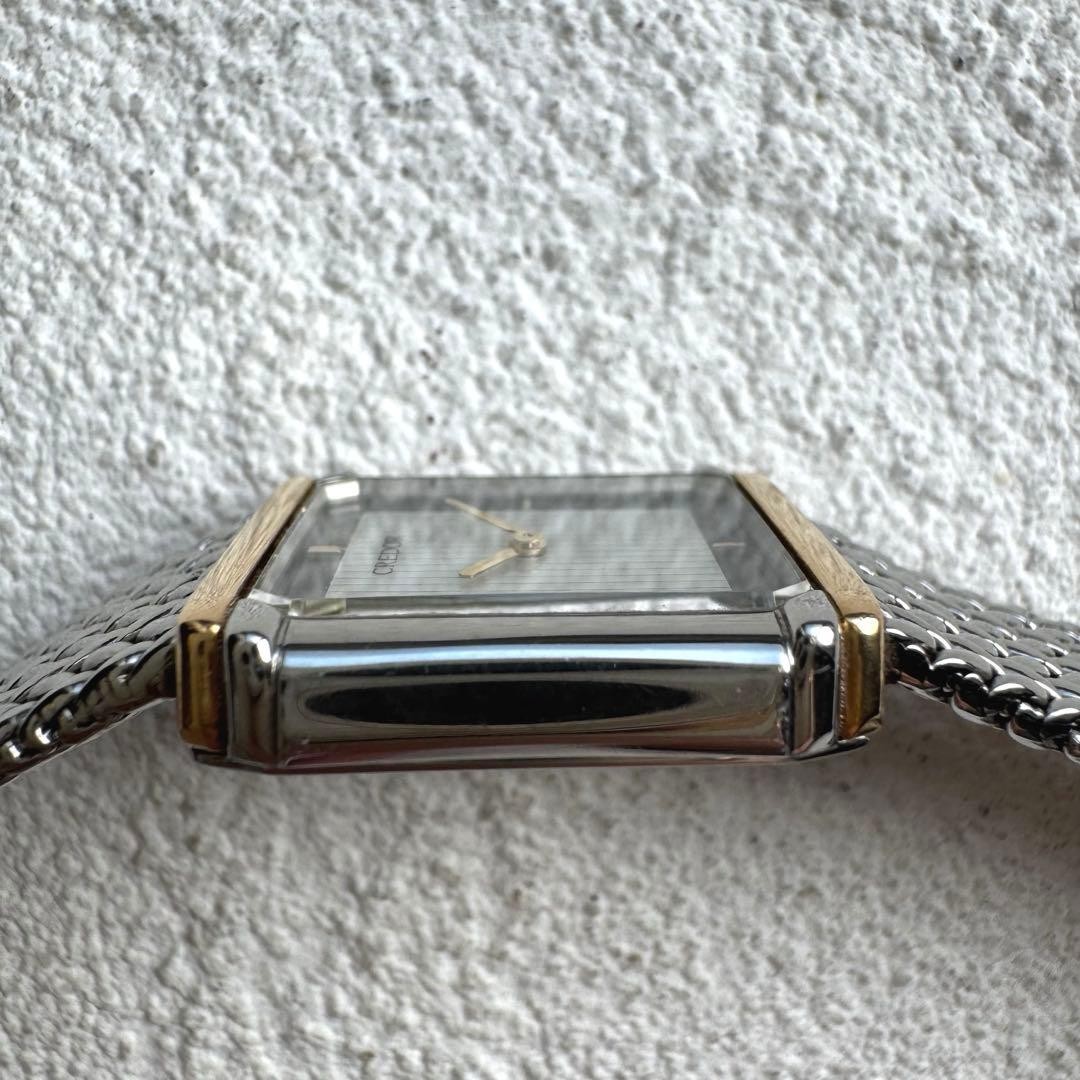 SEIKO Credor 8420-6690 Rectangular Shell Dial Silver 18K SS Used Authentic