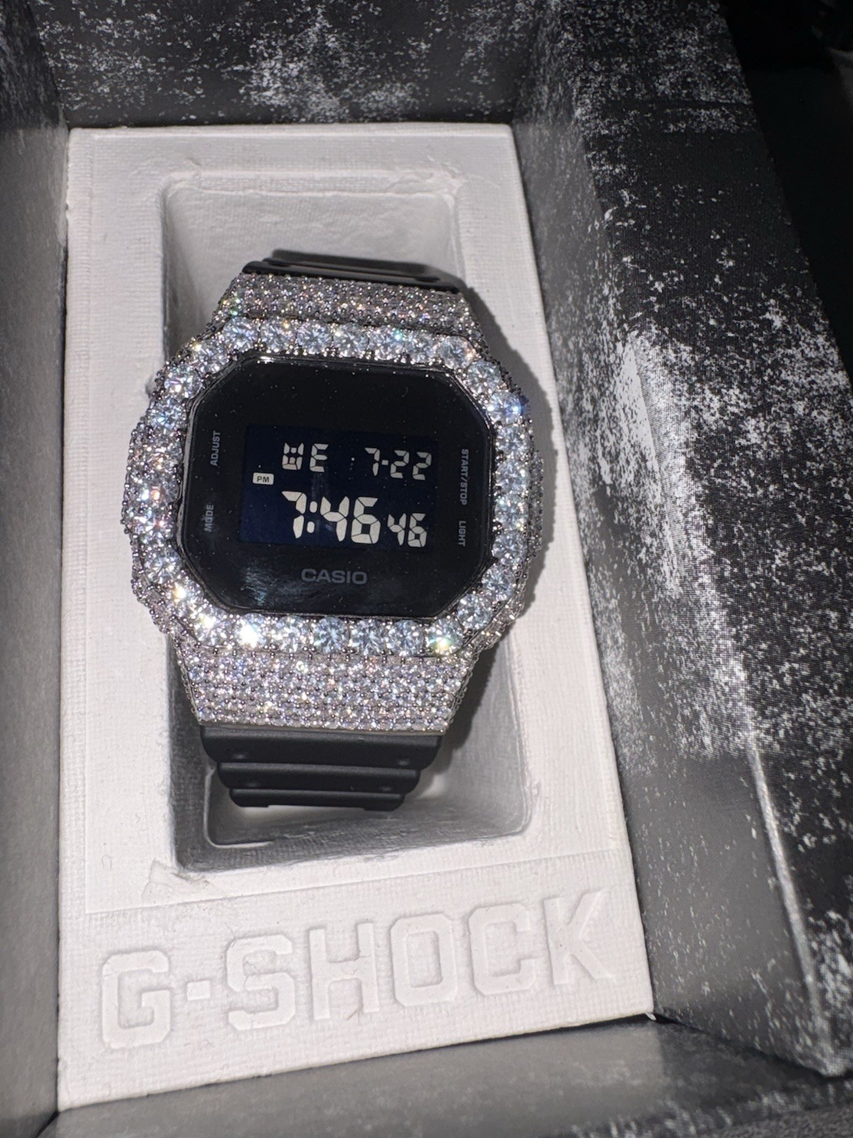 G-Shock DW-5600 Digital Watch Moissanite VVS Iced Out Bezel