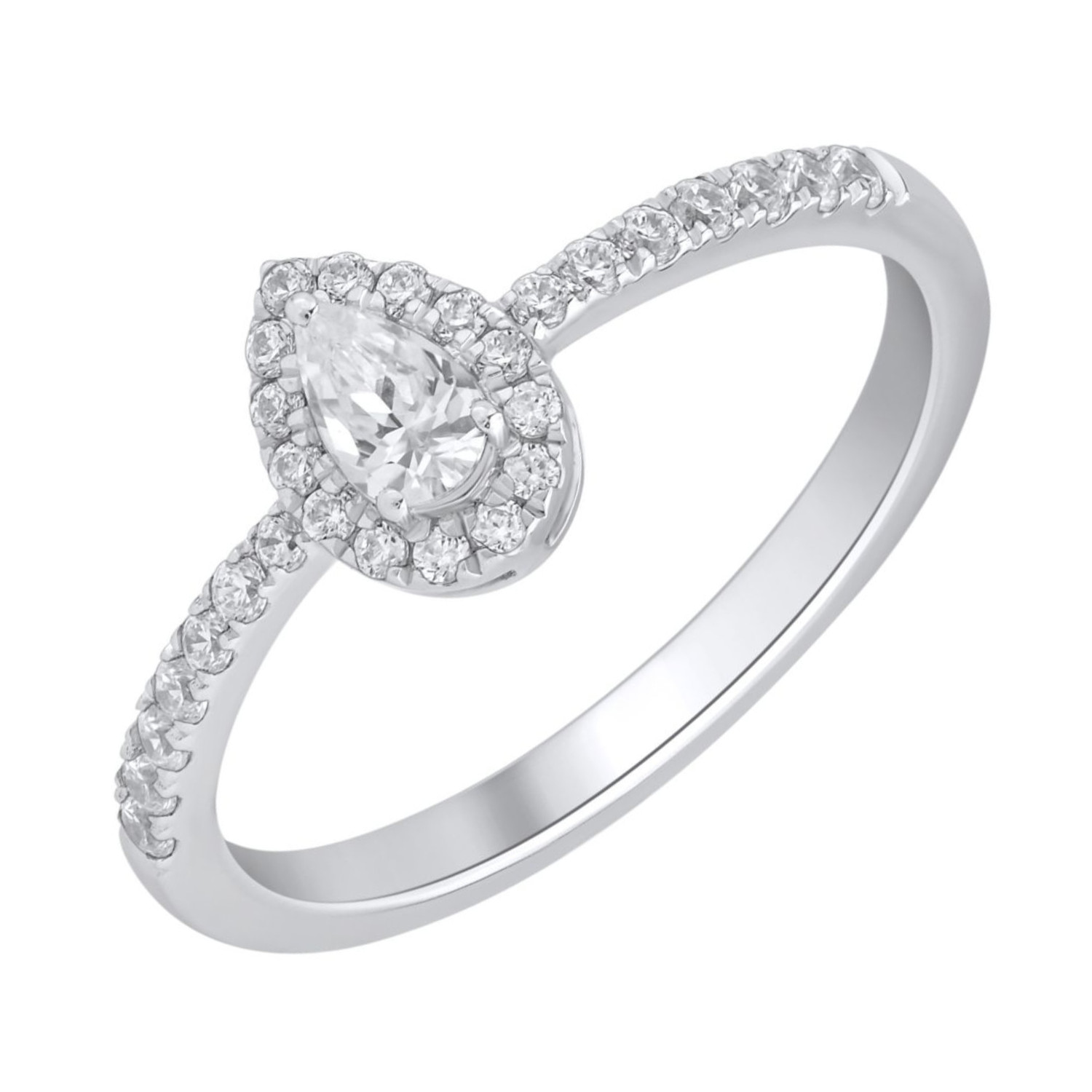 0.45Ct Pear Cut IGI Certified Lab Grown Diamond Women’s Ring 10K Sterling Silver