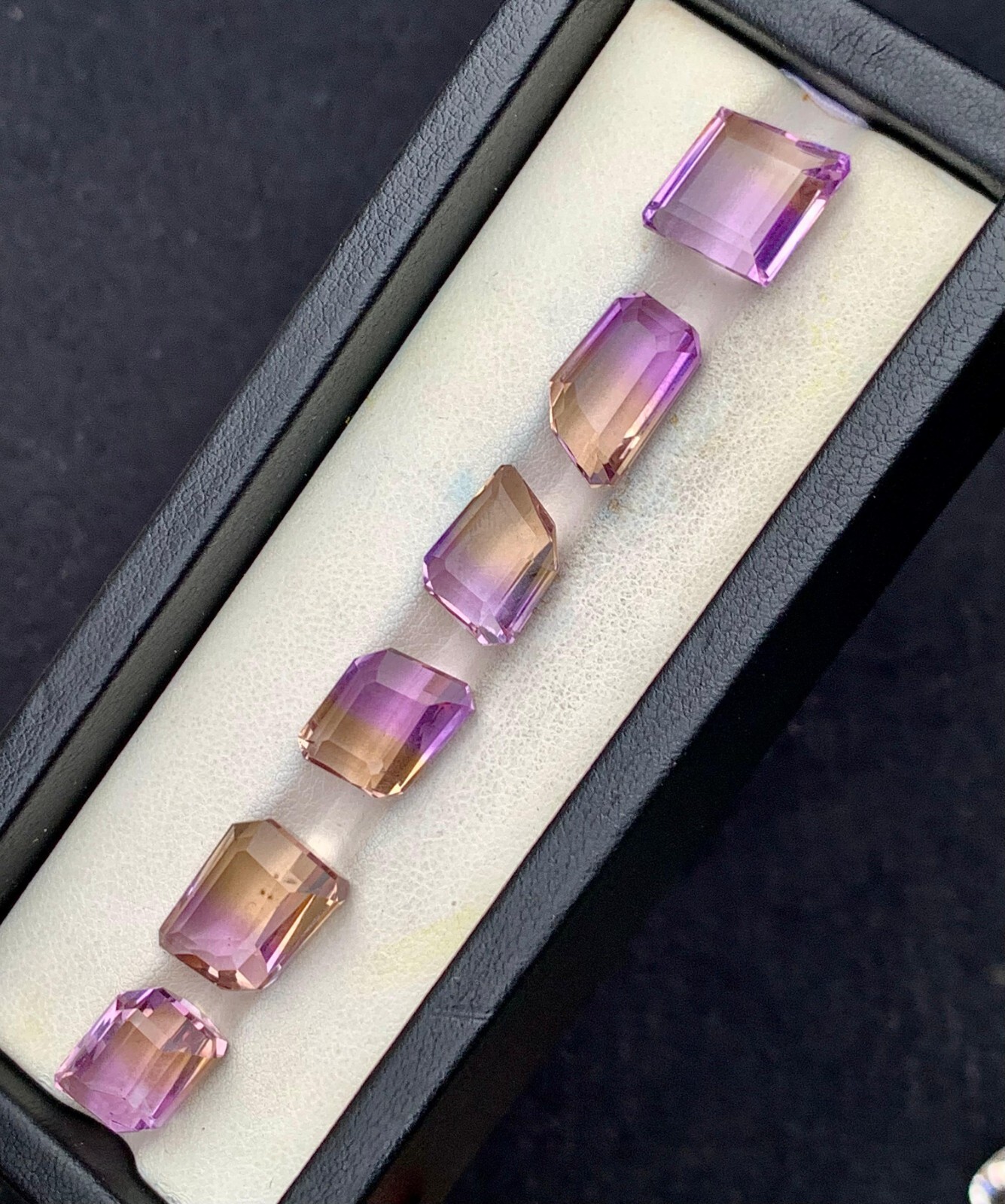 40 Carat Natural Ametrine Emerald Cut Gemstone Lot of 6 Pieces | Bi-Color