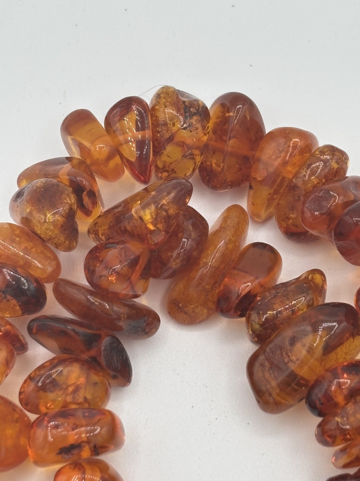 Vintage Baltic Amber Nugget Necklace 114g/4oz– Natural Cognac Inclusions – 42”