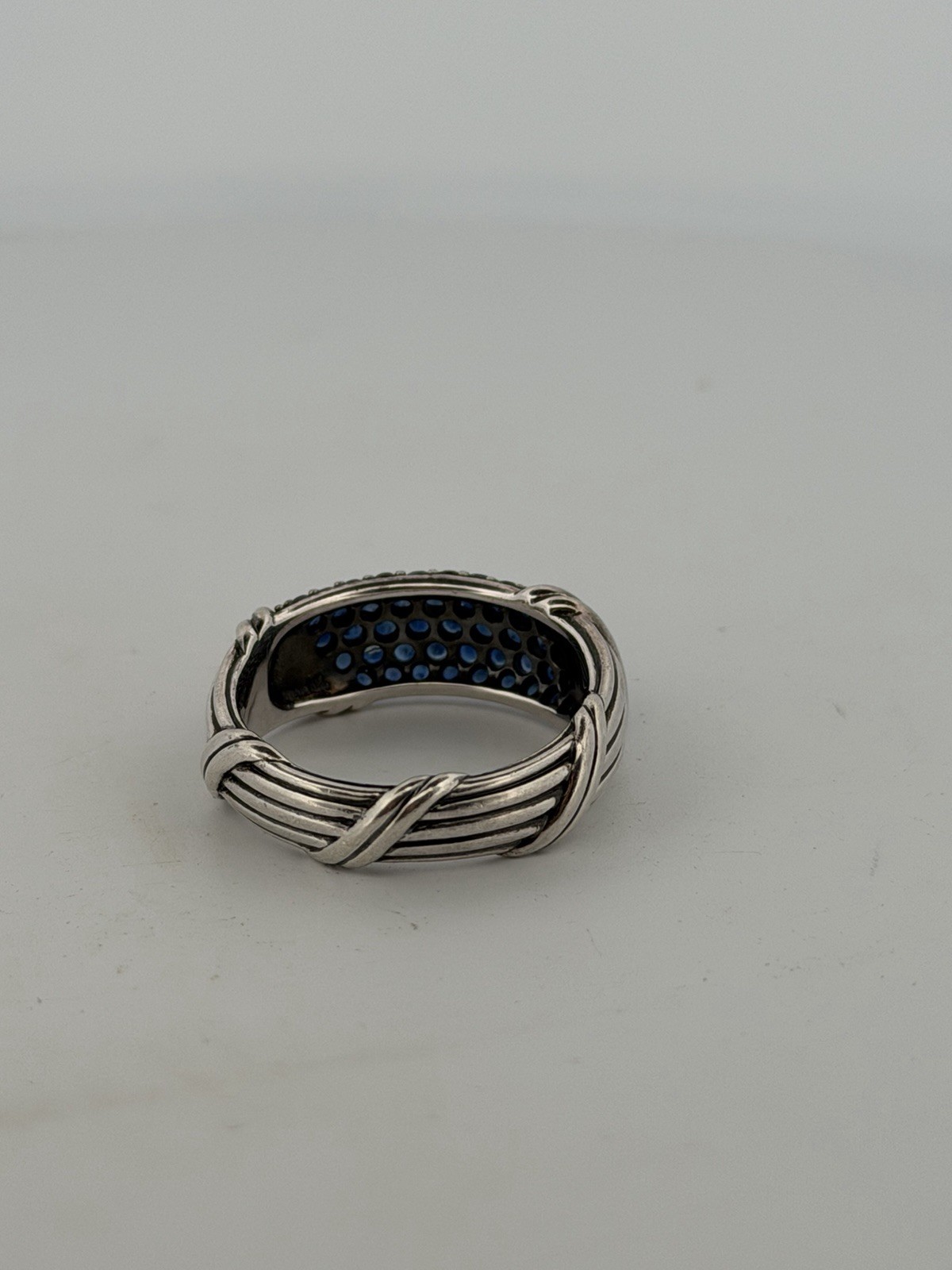 Peter Thomas Roth Signature Classic Band Ring blue sapphires sterling silver 10
