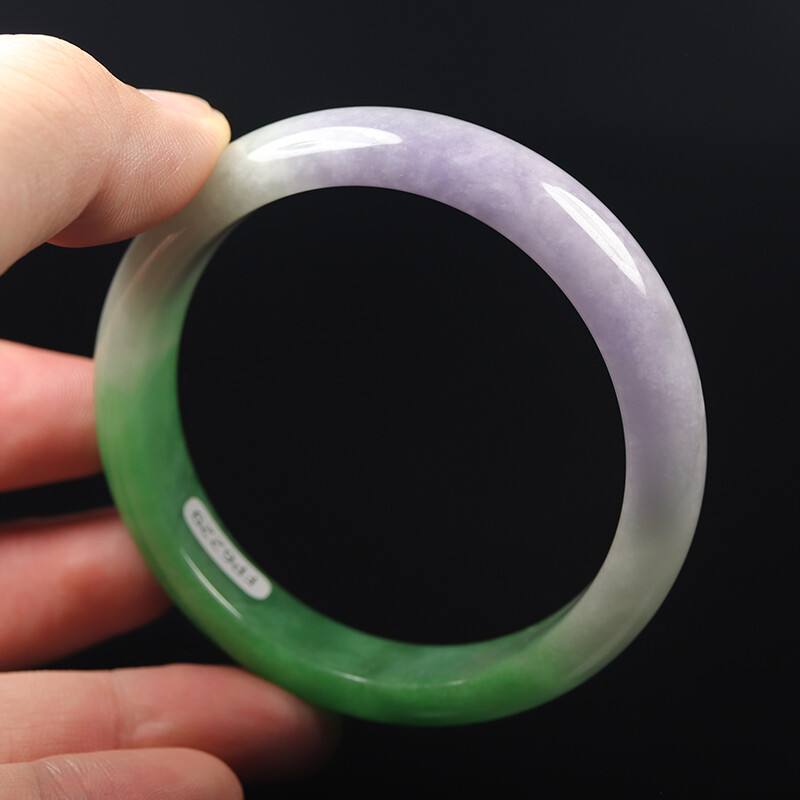 59mm Lavender Purple Green Jadeite Jade Bangle Bracelet Burma Jadeite 12511