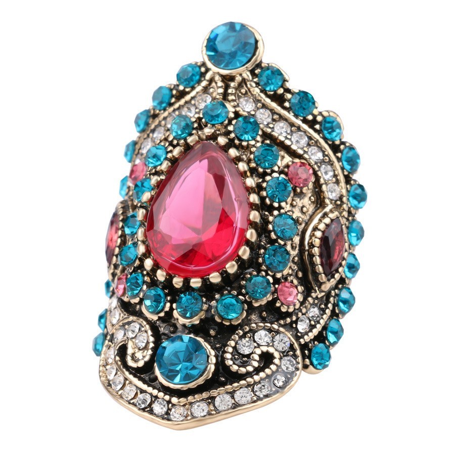 10pcs Wholesale Pink Crystal Blue Diamond Stone Metal Jewelry Ring Men Women