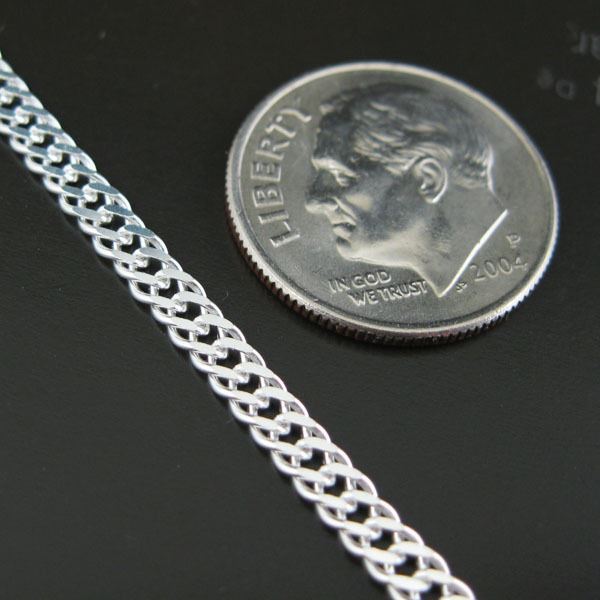 Sterling Silver Double Diamond Cut Necklace Chain (All Sizes) Made in Italy