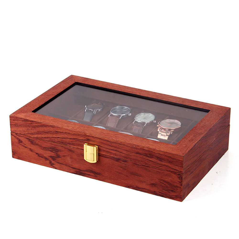 6/10/12 slot Luxury Watch Box Jewelry Display Case Organizer Wood Grain