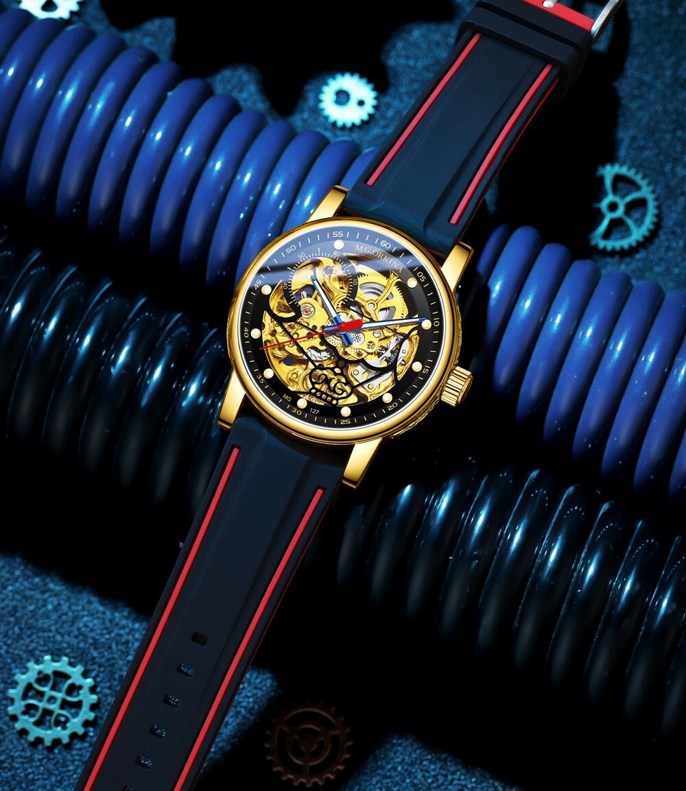 New Men’s Transparent Skeleton Dial Self-wind Mechanical Watch