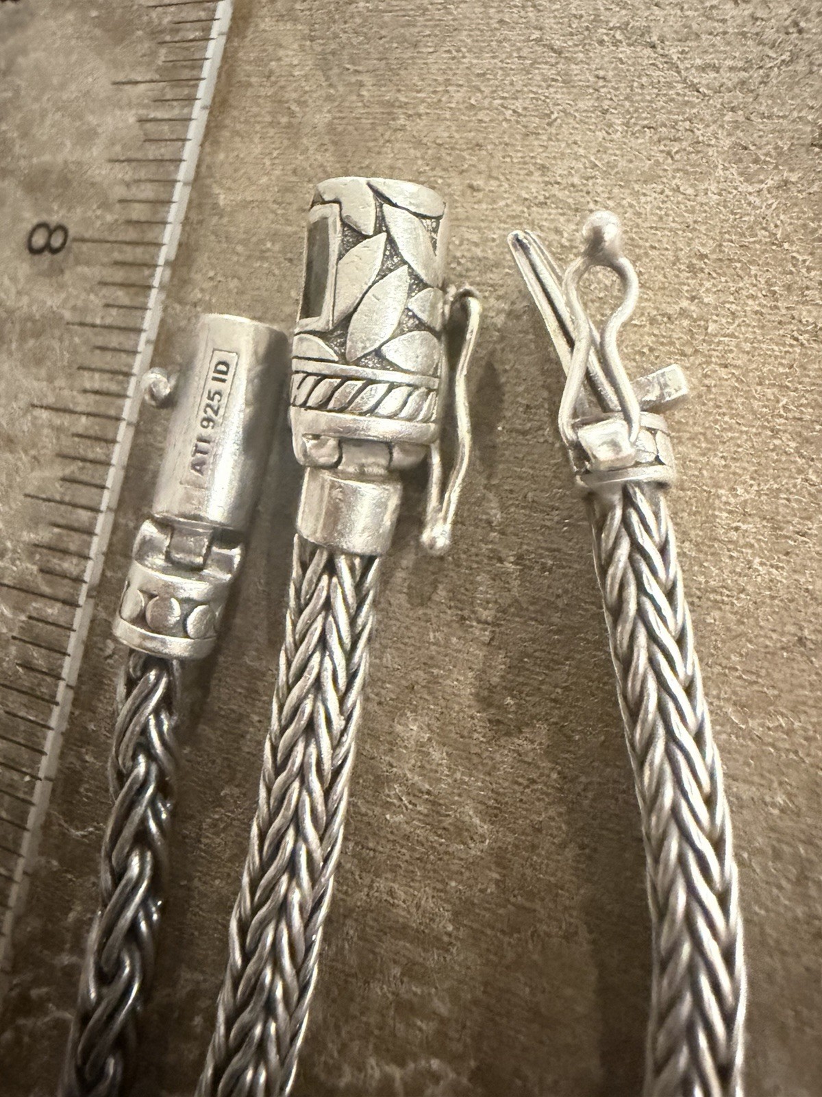 Lot of 3 ATI 925 Sterling Silver Woven Chain Bracelets Estate