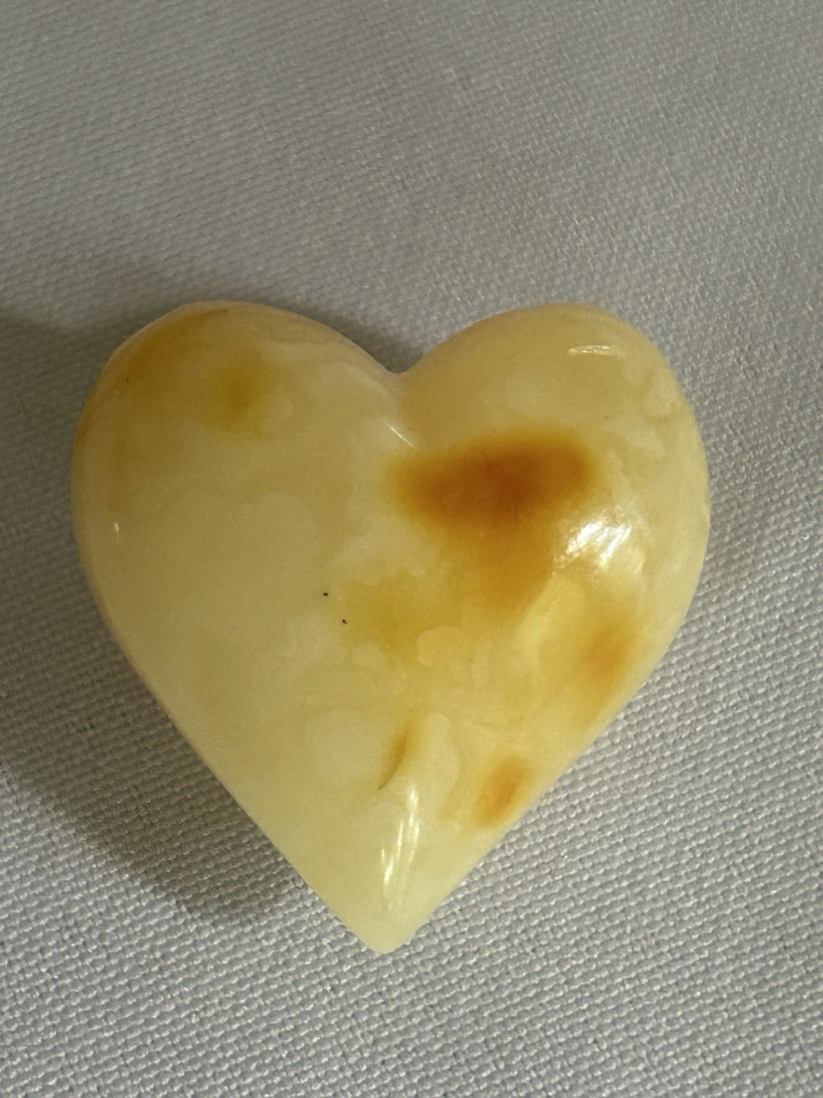 Baltic Butterscotch Natural Solid Amber Puffy Heart 1.5” X1.5” 9.2 grams