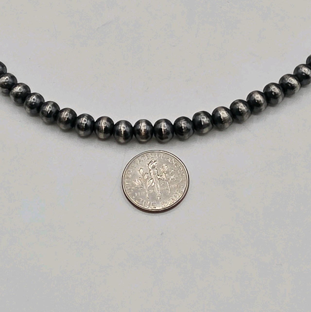 Navajo Style Pearl Beaded Necklace 6mm Silver Plated 20” NWT