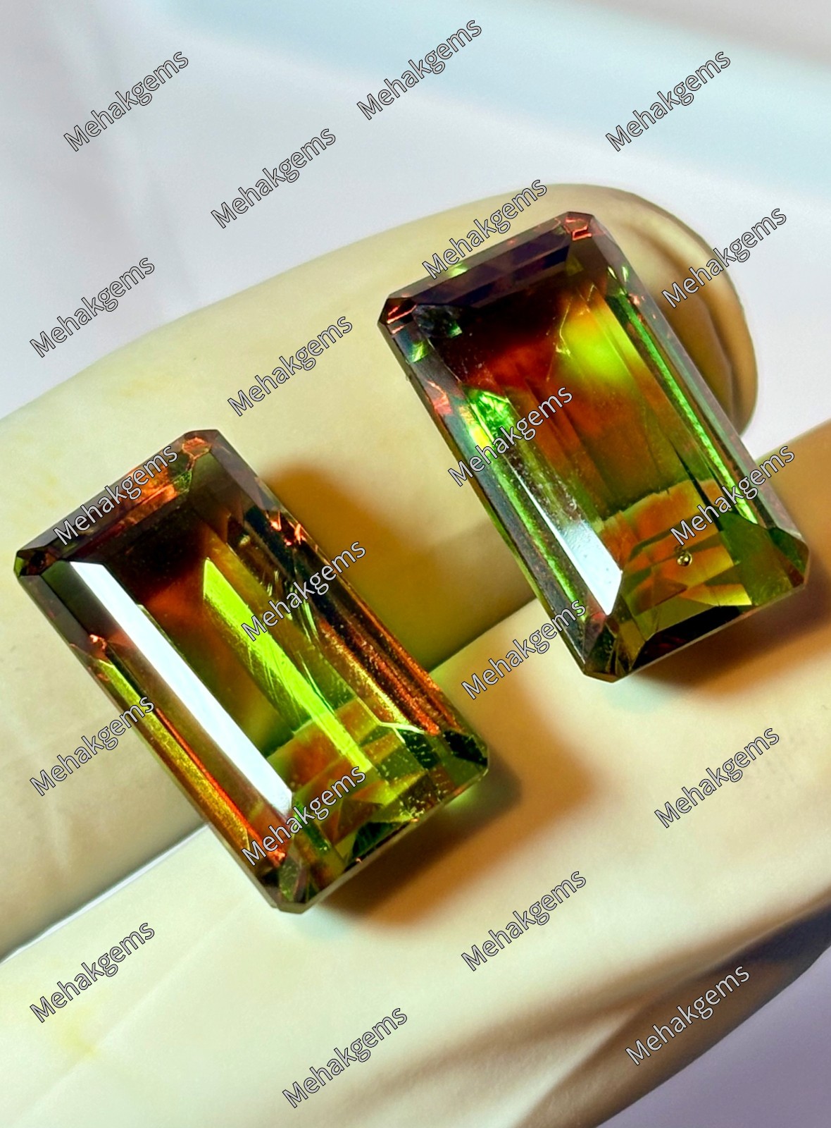 Color Changing Zultanite Gemstone Pair, Emerald Cut 15 Carat Loose Stone Earring