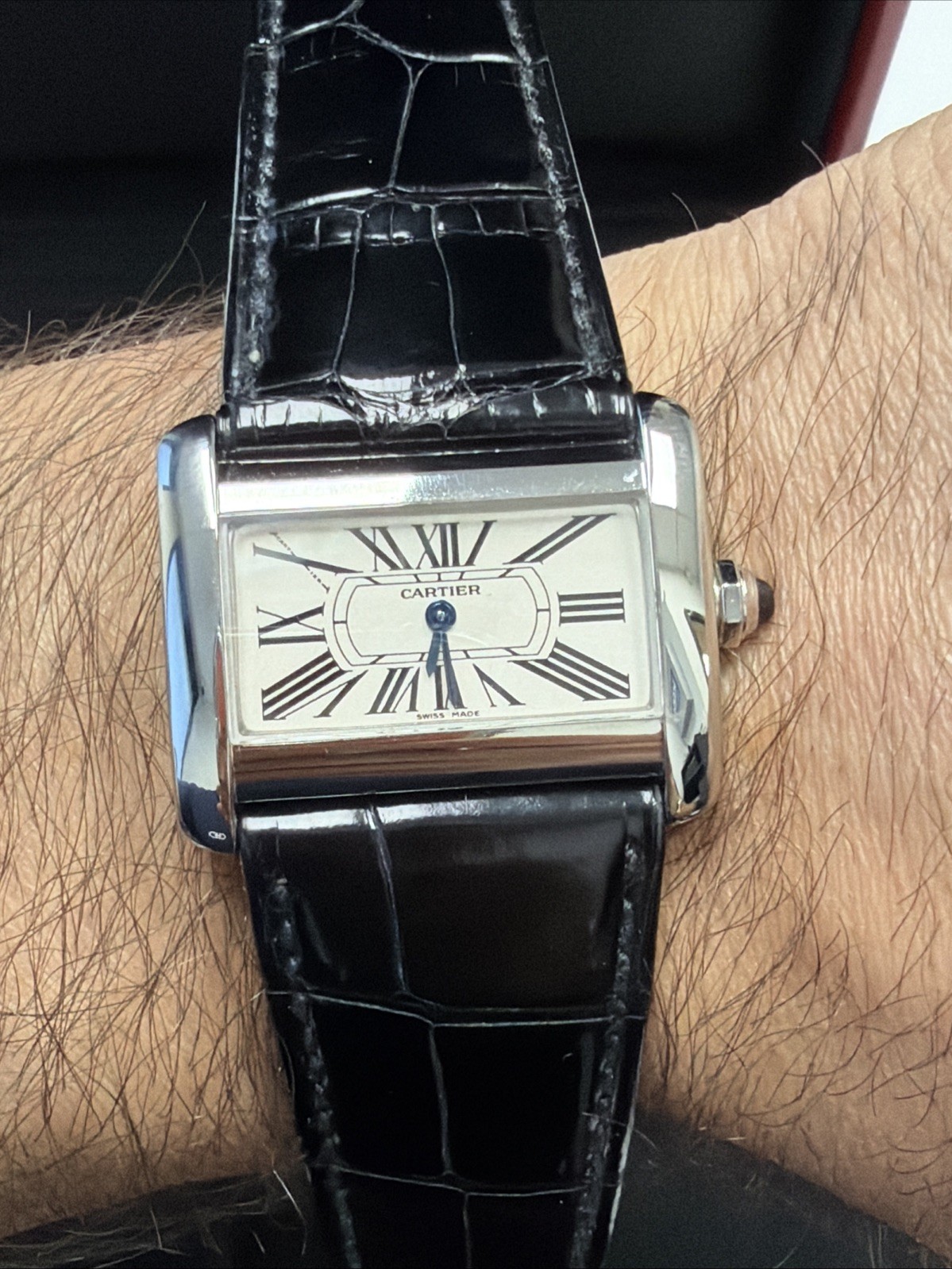 Cartier Tank Divan Mini Model Quartz 31mm Stainless Steel Box And Paper W6300255