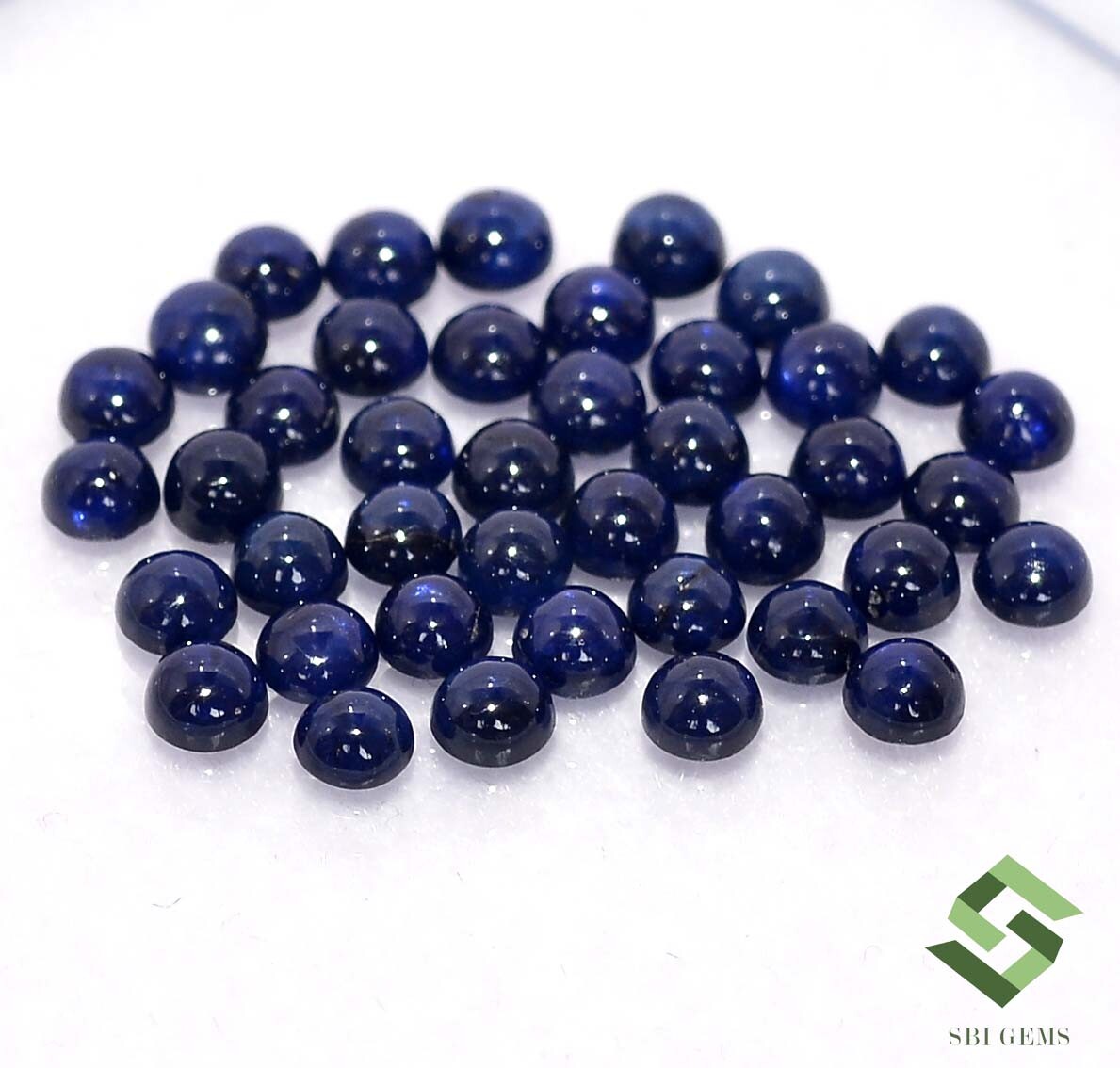 3 mm Natural Blue Sapphire Round Cabochon Lot 40 Pcs 7.71 CTS Loose Gemstones