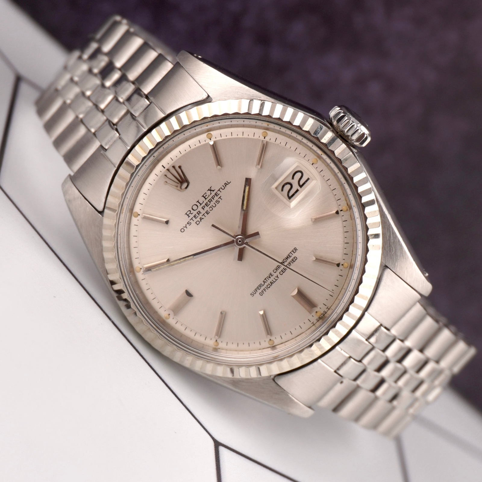 Rolex 36mm Datejust Mens Steel Watch Fluted Folded Jubilee Silver Dial 1601
