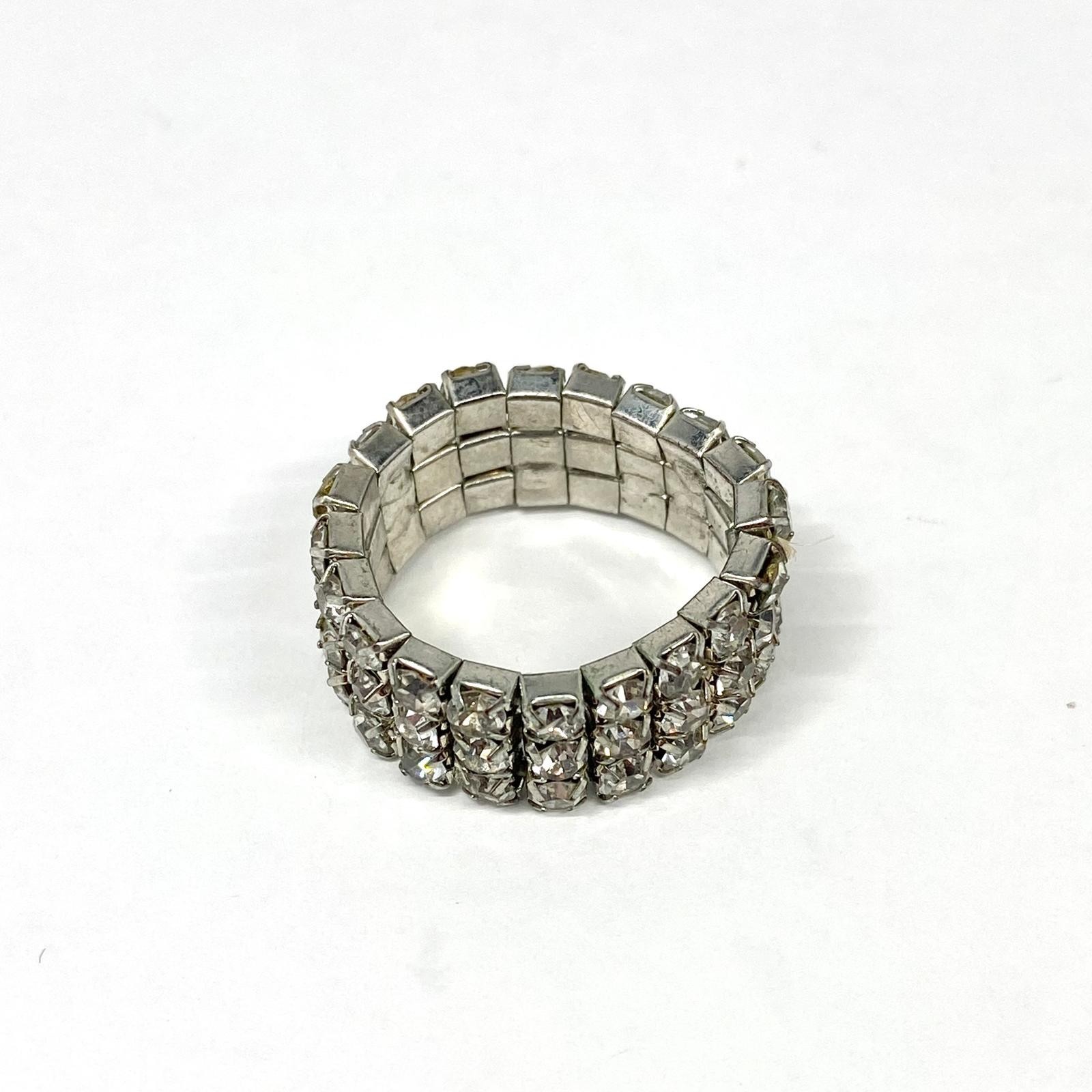 Elegant Sparkle Three Row Silver Toned Rhinestones Stretch Woman’s Holiday Gift