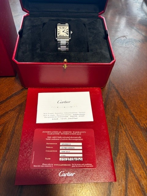 Women’s Cartier Tank Watch Stainless Steel Box and Papers