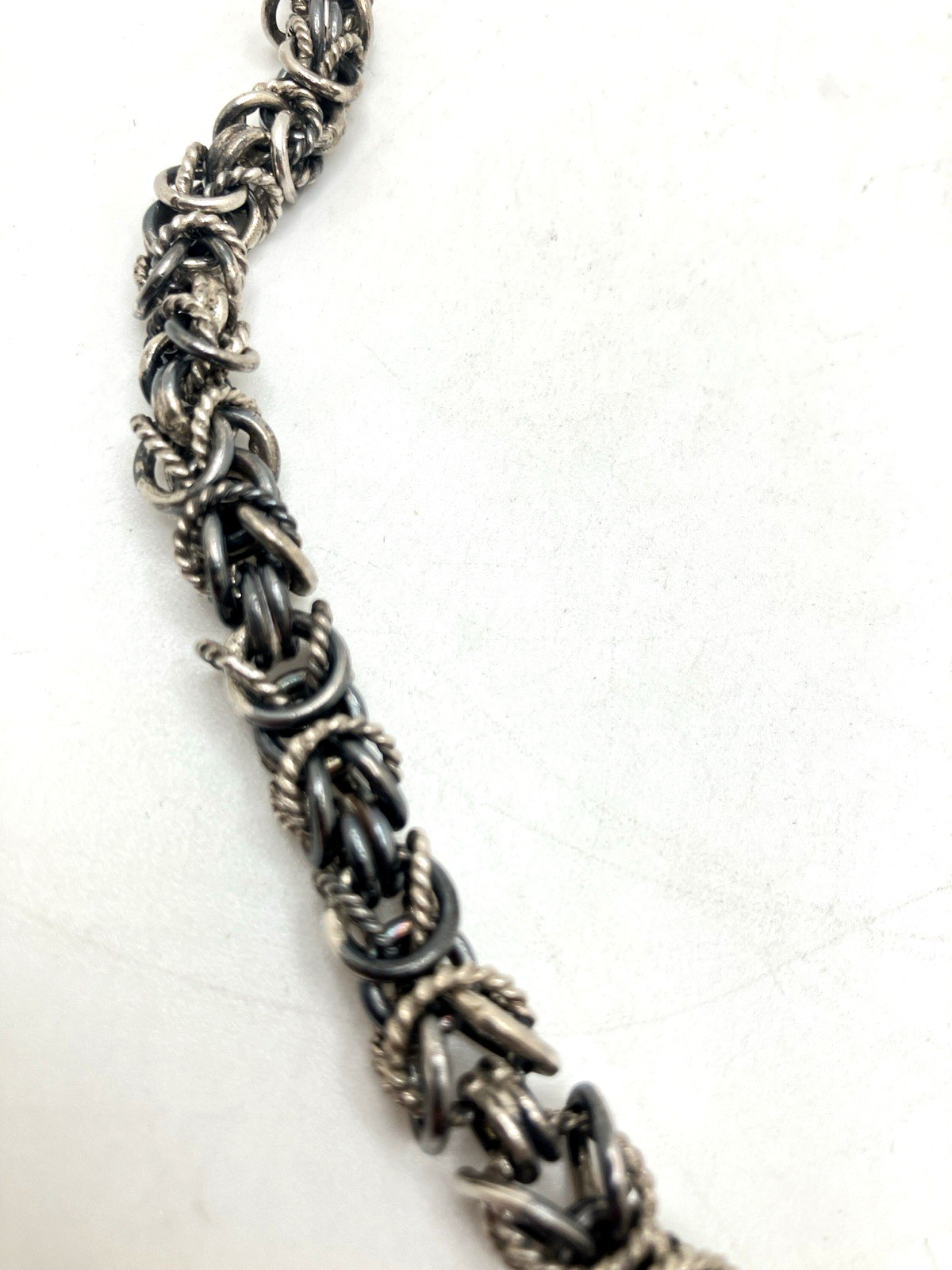 Sterling Silver Byzantine Chain Link Necklace 19.5″