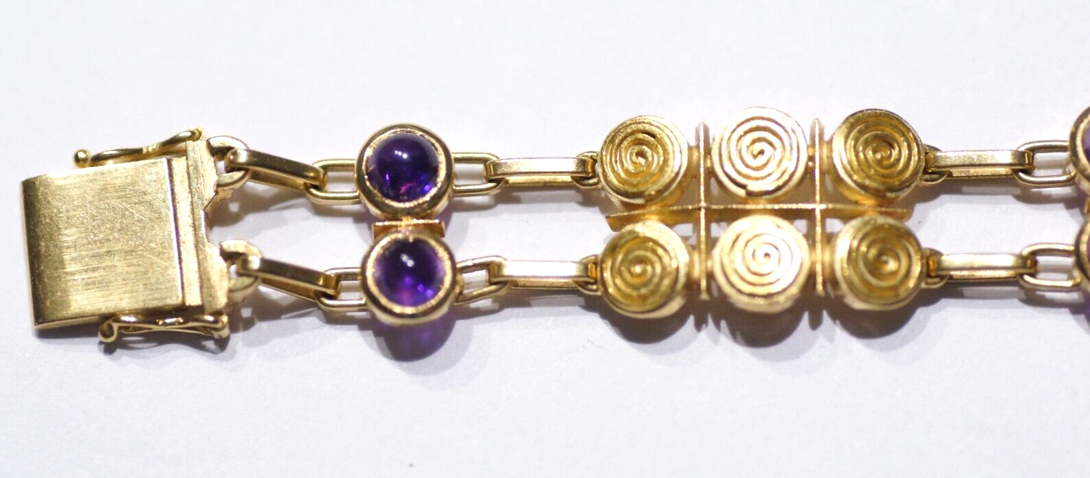 Armband 750 Gold, 29,60 gramm, mit Amethysten K.RU Punze, kein Bruch / Zahngold