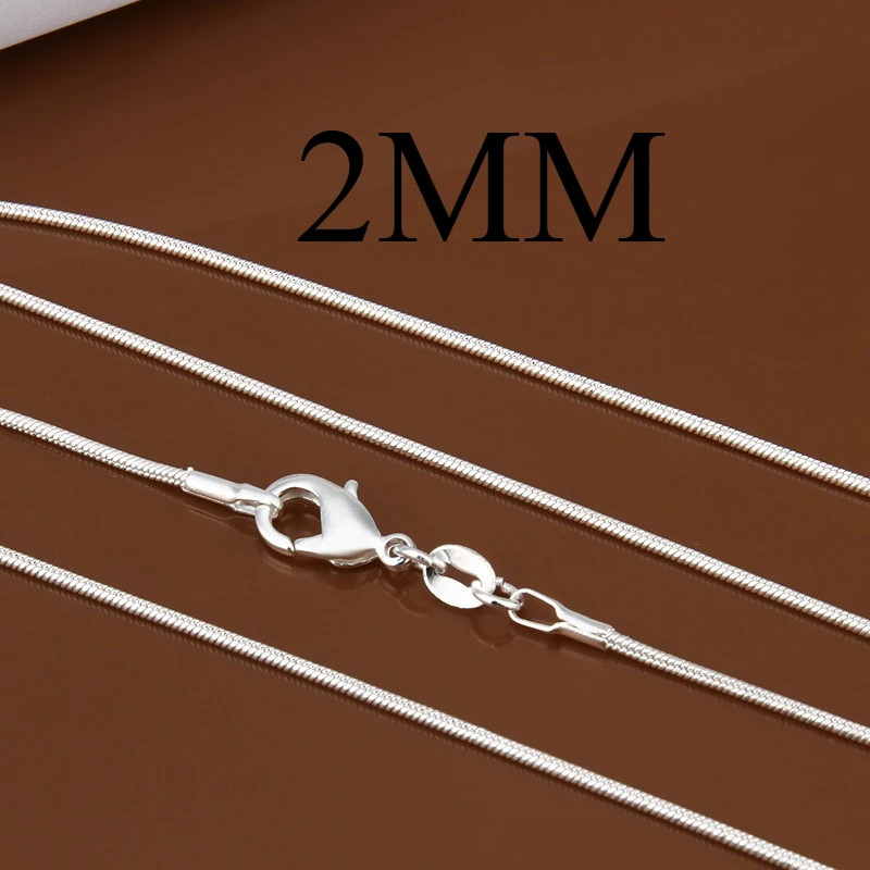 1/2MM Snake Chain Necklace 925 Sterling Silver 16-30 Inches Hip Hop Punk Jewelry