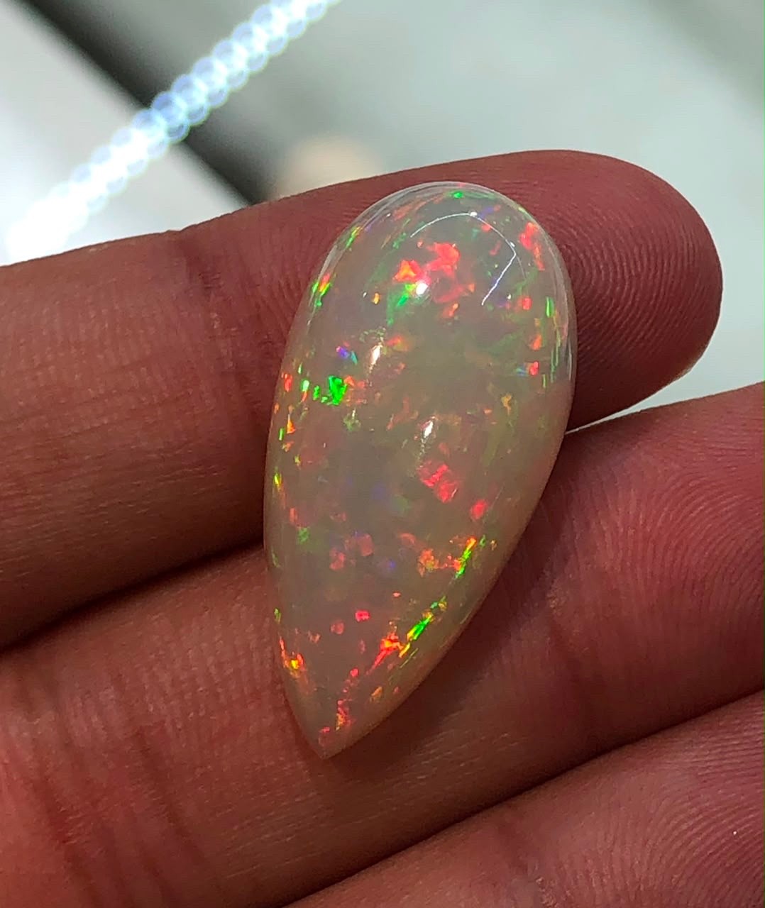 1. 55Ct Natural Ethiopian Welo Opal Pear Cabochon Multi Color Play of Color
