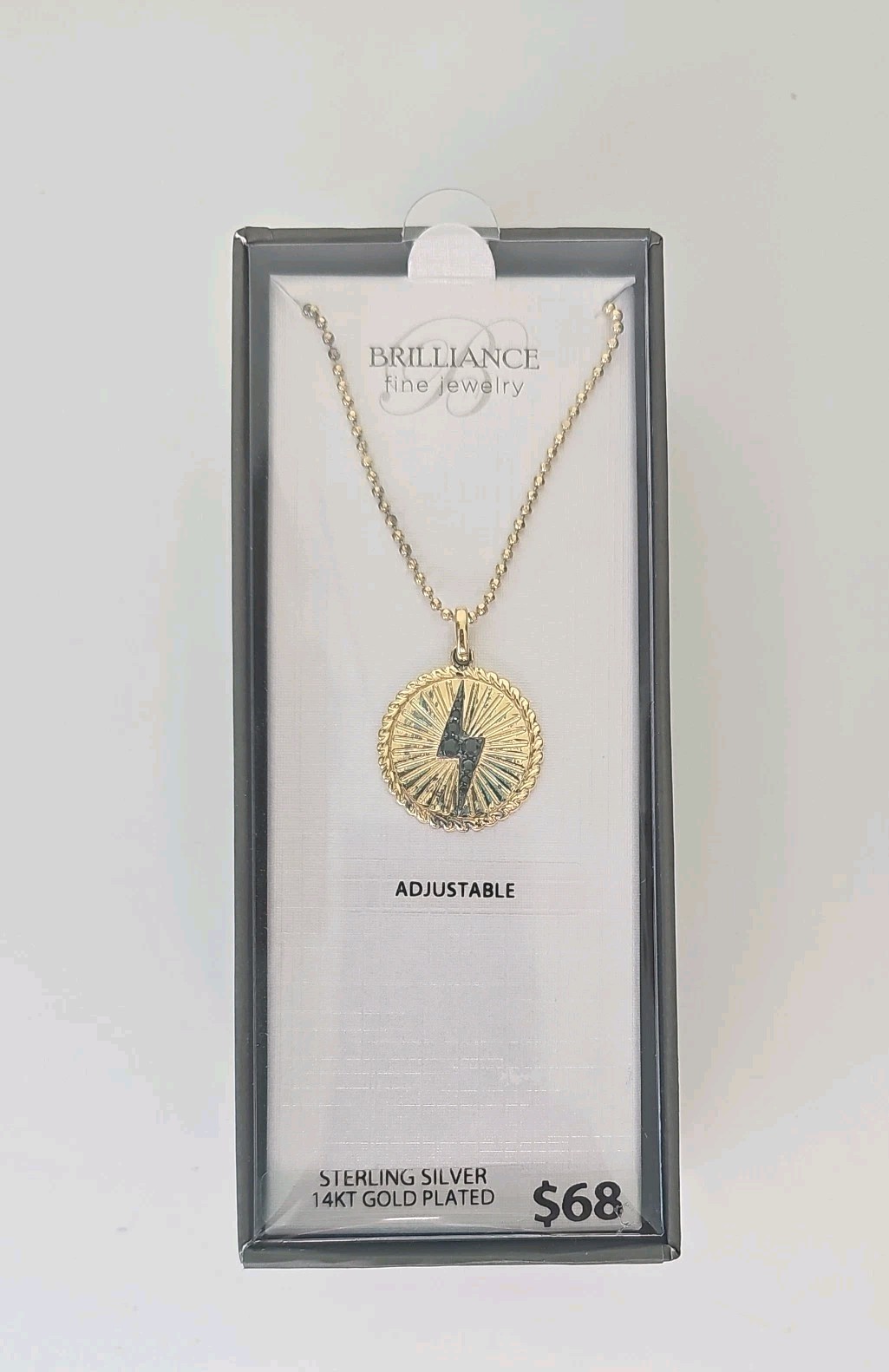 Brilliance Fine Jewelry Bolt Center Disk Pendant Sterling Silver 14K Gold Plate