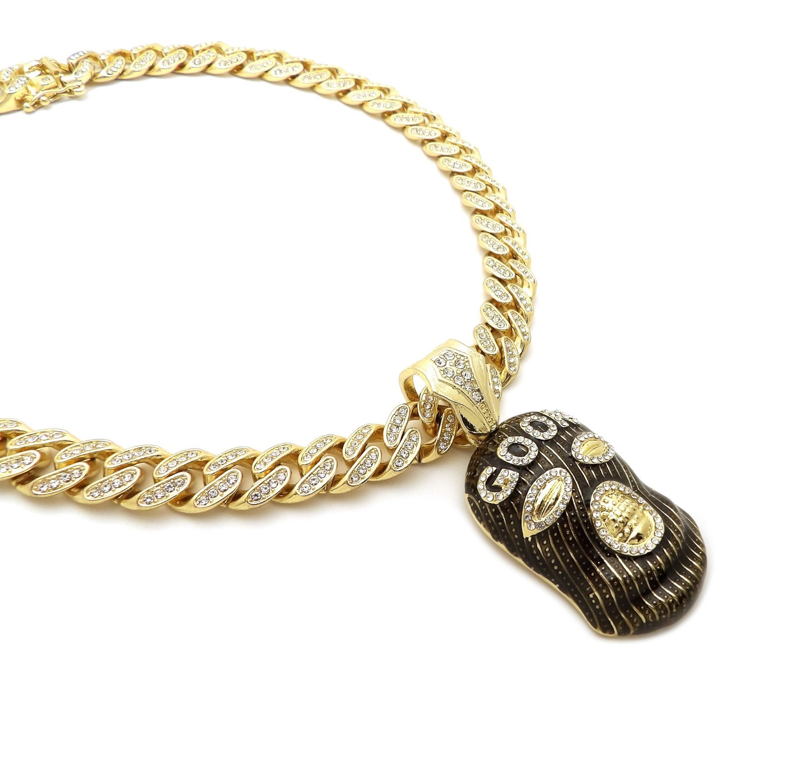 Hip Hop Masked Goon Pendant & 12mm 18″ Full Iced Cuban Choker Chain Necklace