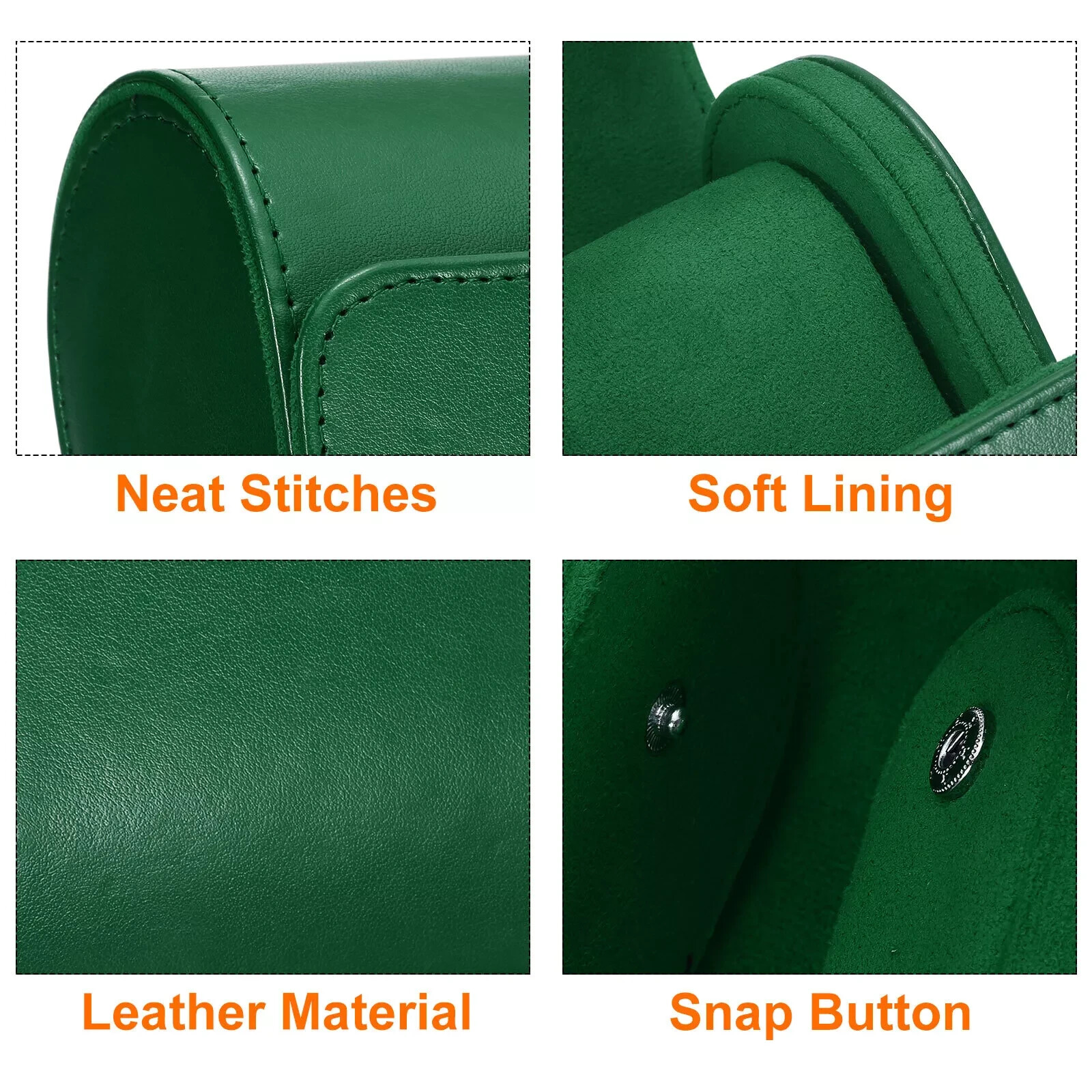 Watch Roll Travel Case Single Slot Portable Leather Watch Cases, Green