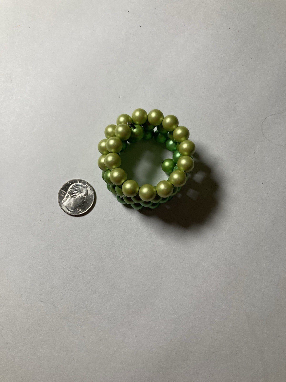 Vintage Green Beaded Wrap Stretch Bracelet Stackable Round Beads Bead Closure