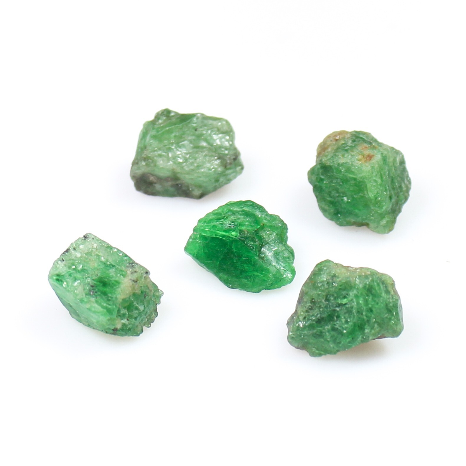 Natural Green Tsavorite Rough Lot 38.00 Carats 7 to 13 mm From Kenya